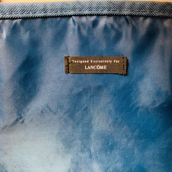 Lancome Blue Floral Canvas Tote Bag Eiffel Tower Print Paris Market Reusable - Picture 5 of 12